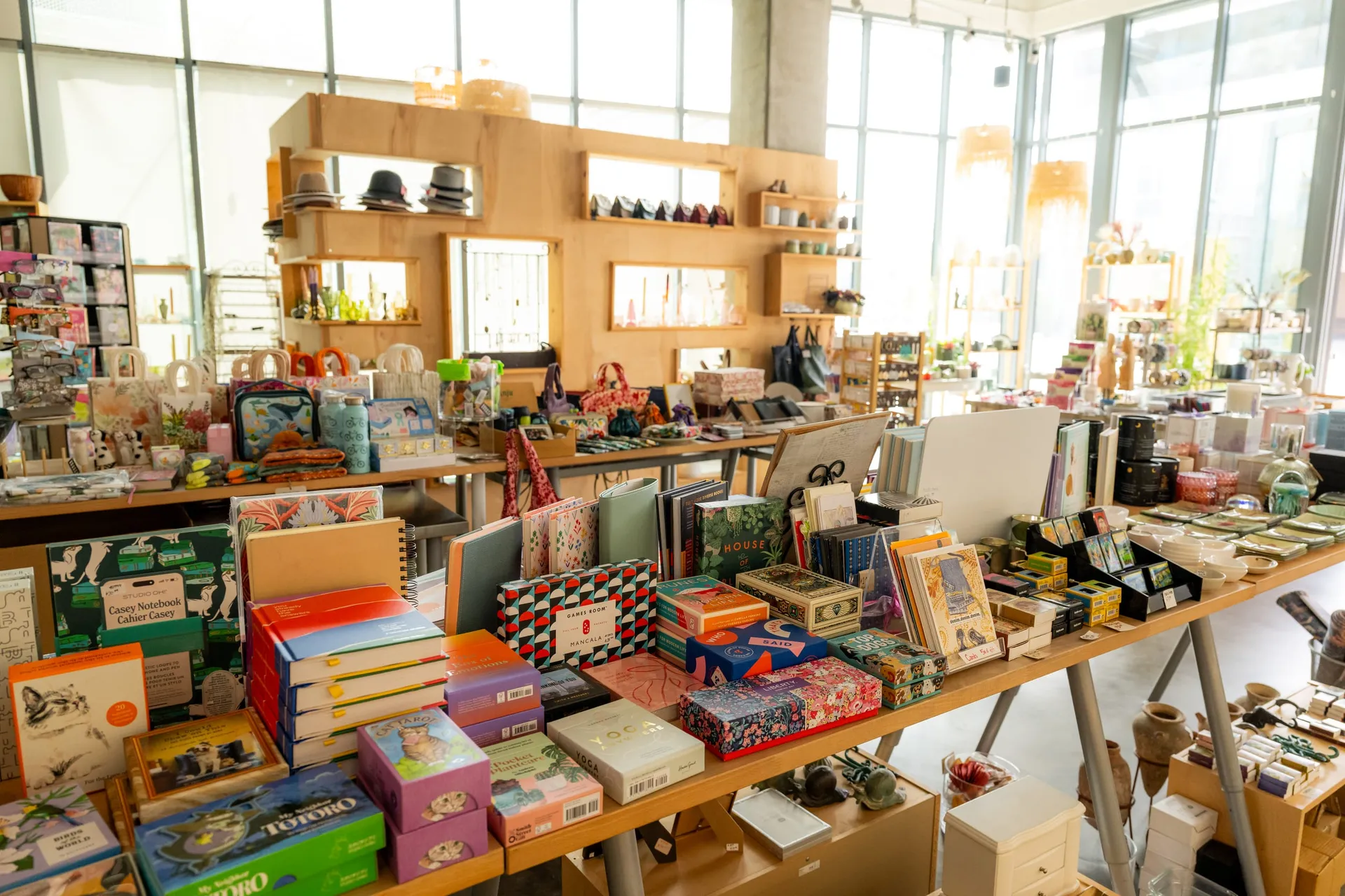 Curated books, handbags, and gifts from local artists