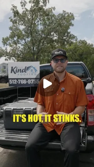 Noah Brust on the tailgate of the Kind Roofing truck — We asked Noah a question… part two.