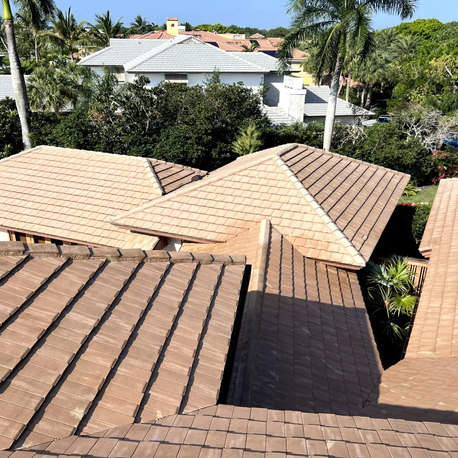 aerial view of brown residential shingles