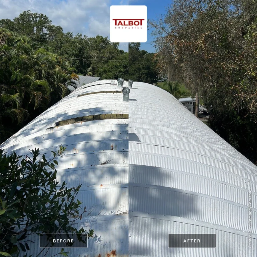 before and after of metal roof repair