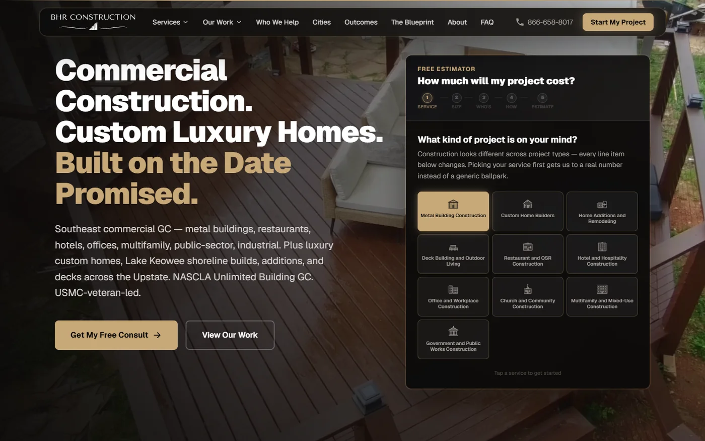 BHR Construction website