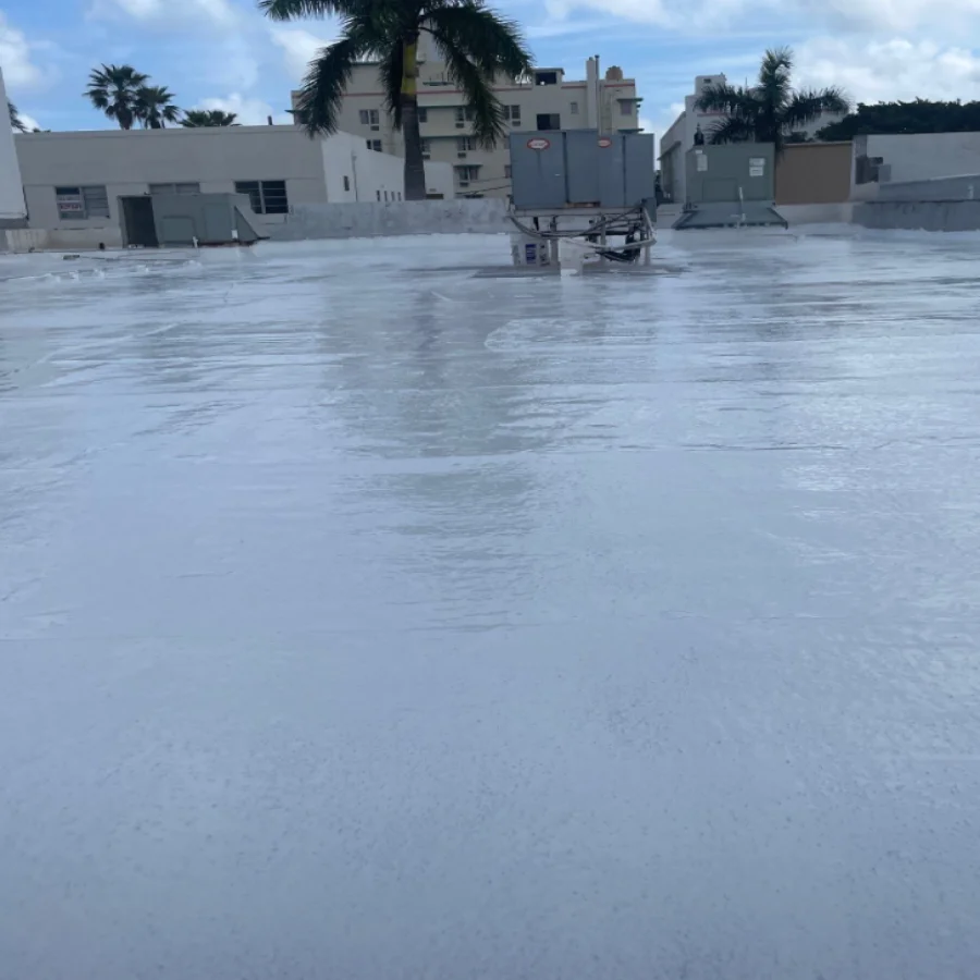 finished commercial roof coating