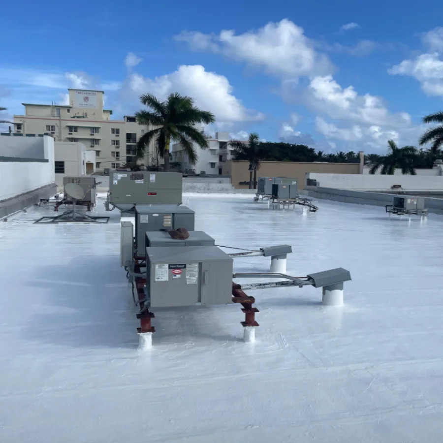 finished commercial roof coating