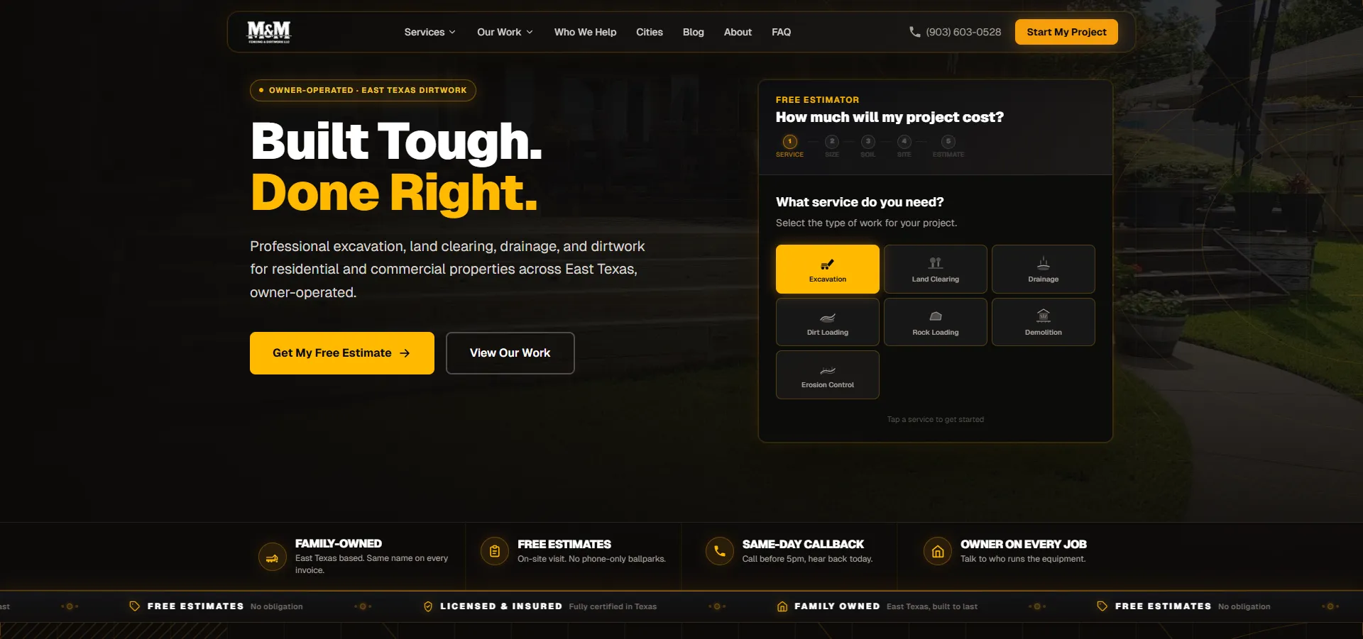 M&M Dirtwork website