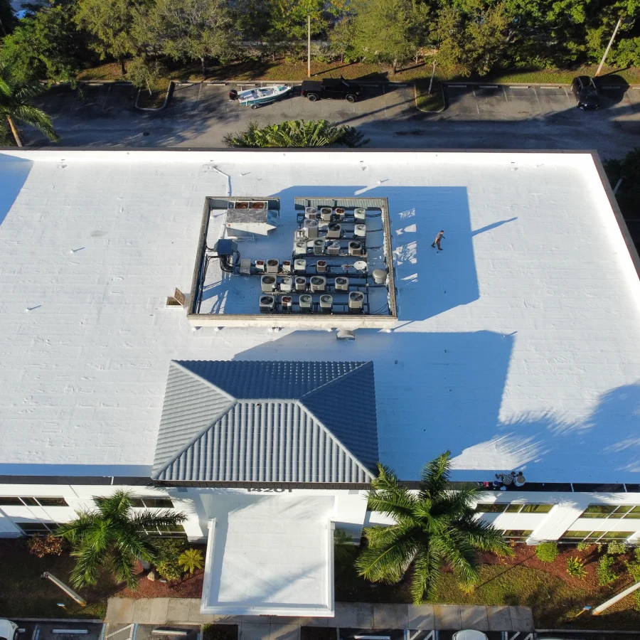 new roof coating on commercial building