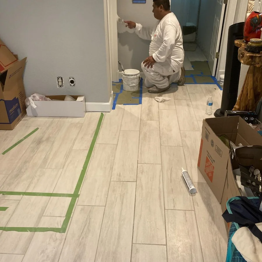 painter painting a wall