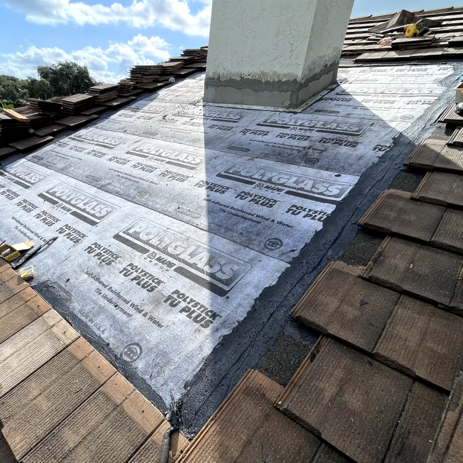 residential shingle repair in process