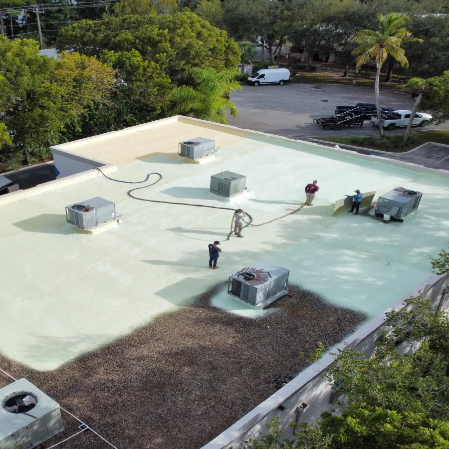 roof coating on a modified bitumen roof