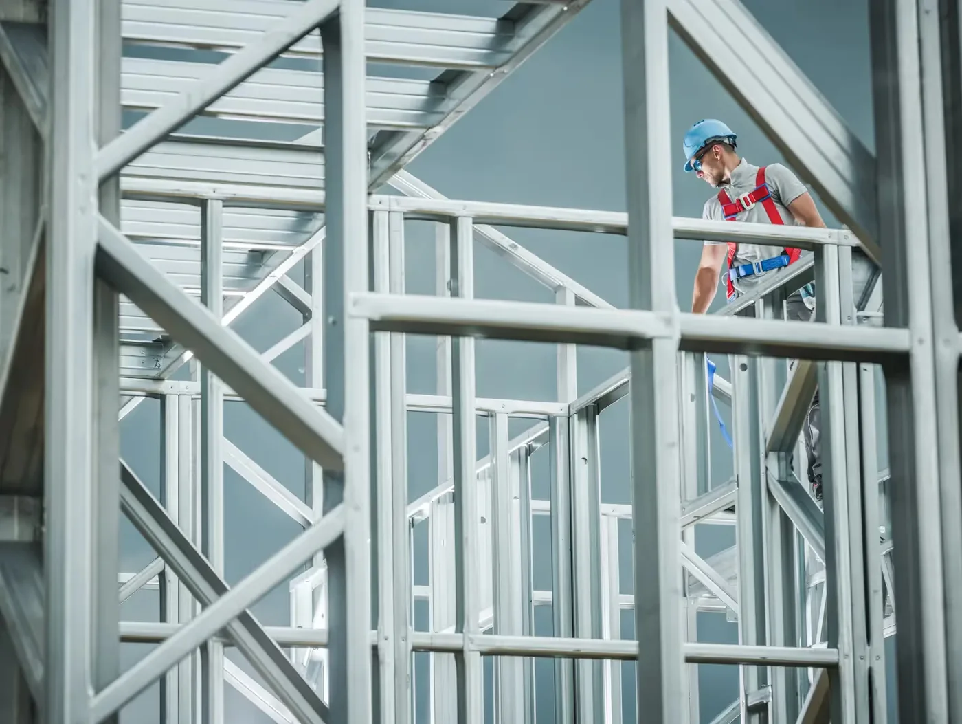 Steel framing of a commercial building