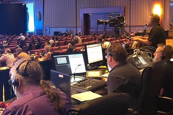 AVSS technicians running a general session from the tech table